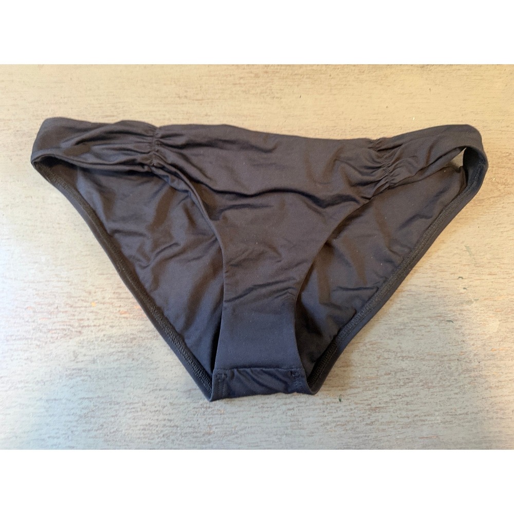L*Space Womens Black Full Cut Ruched Bikini Bottom Large L Space Swimwear